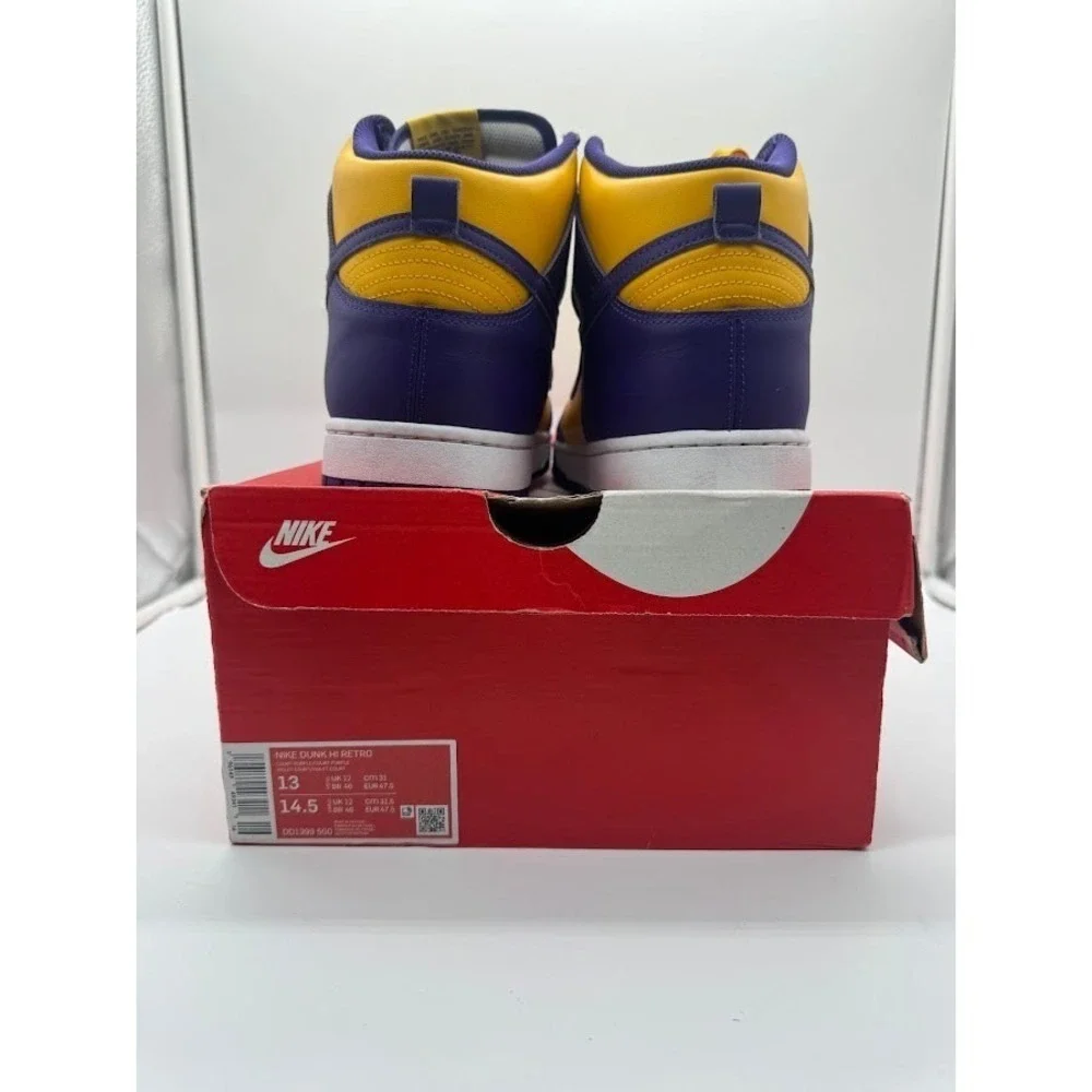 Nike Dunk High Retro Lakers Court Purple University Gold DD1399-500‎ Mens 13